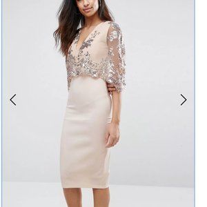 Ivory/silver cape dress